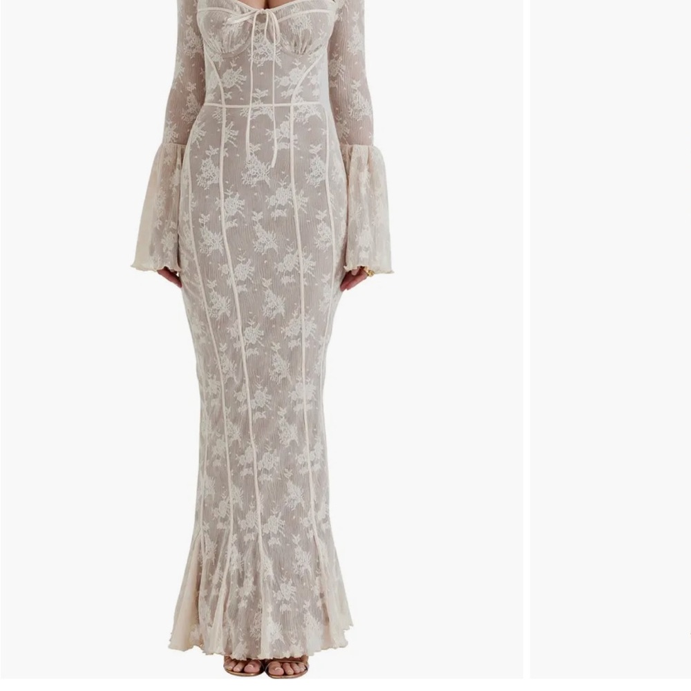 House of CB Delilah Cream Lace Maxi Dress